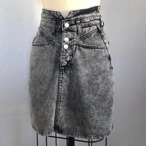 ZARA Acid Washed Denim Skirt high waist  SZ- S